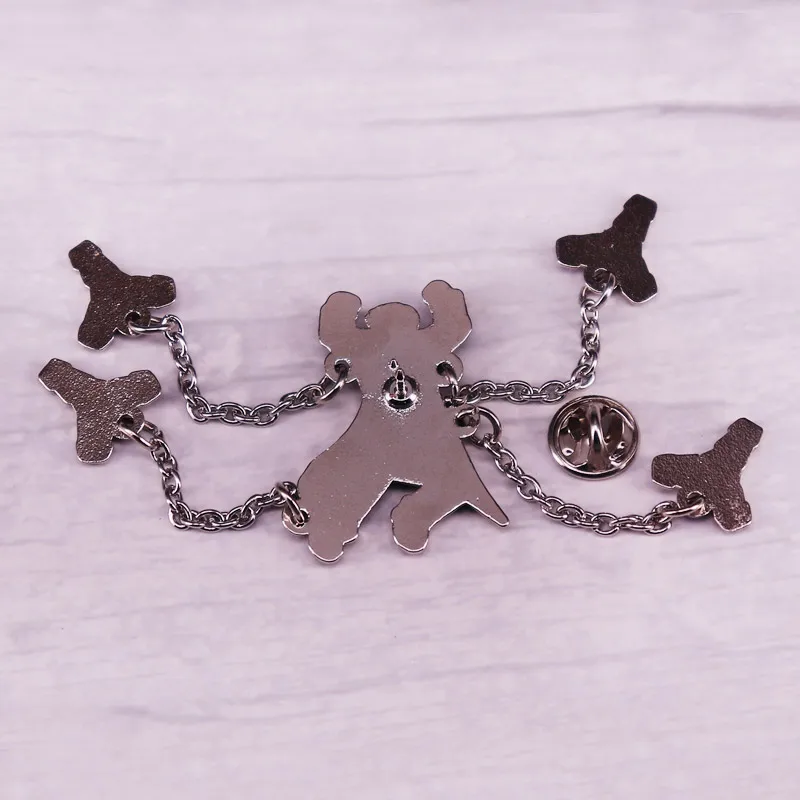 Doctor X Octopus Enamel Lapel Pin with Chain DocOck Badge Comic Books Character Brooch Backpack Decoration Charm Jewelry
