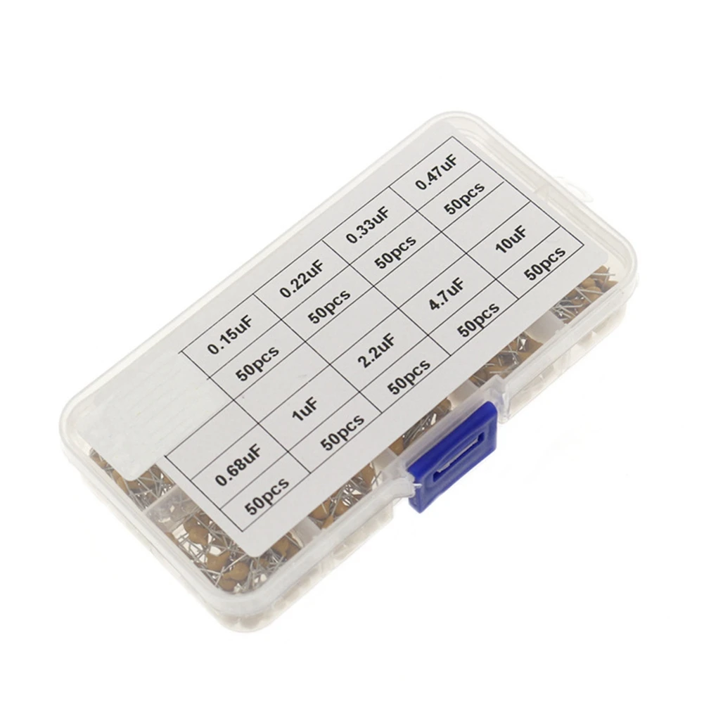 @@HUND-500Pcs/Box 10Values X50Pcs (0.1Uf - 10Uf) Monolithic Ceramic Capacitors Assorted Kit with Storage Box