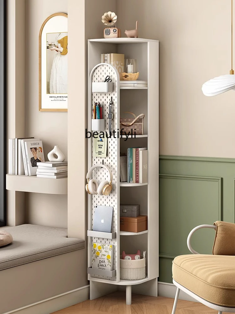 Cream Style Corner Cabinet Living Room Current Bedroom Corner Cabinet Bookcase Integrated Multifunctional Study Bookshelf