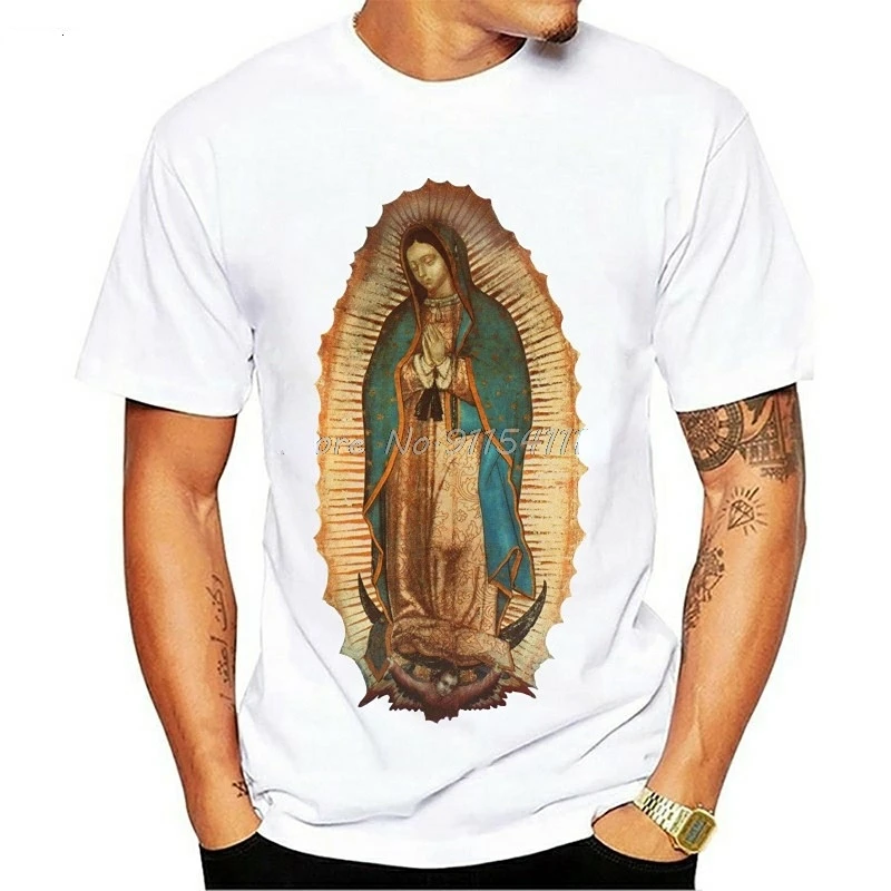 Our Lady of Guadalupe Virgin Mary The Madonna Religious Graphic T-Shirt Summer Men Short Sleeve O-Neck Unisex T Shirt New