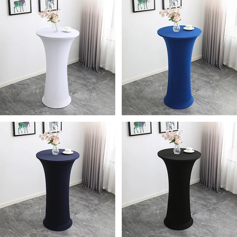 Elastic high-end hotel wedding decoration solid color round cocktail bar table cover for events and banquets