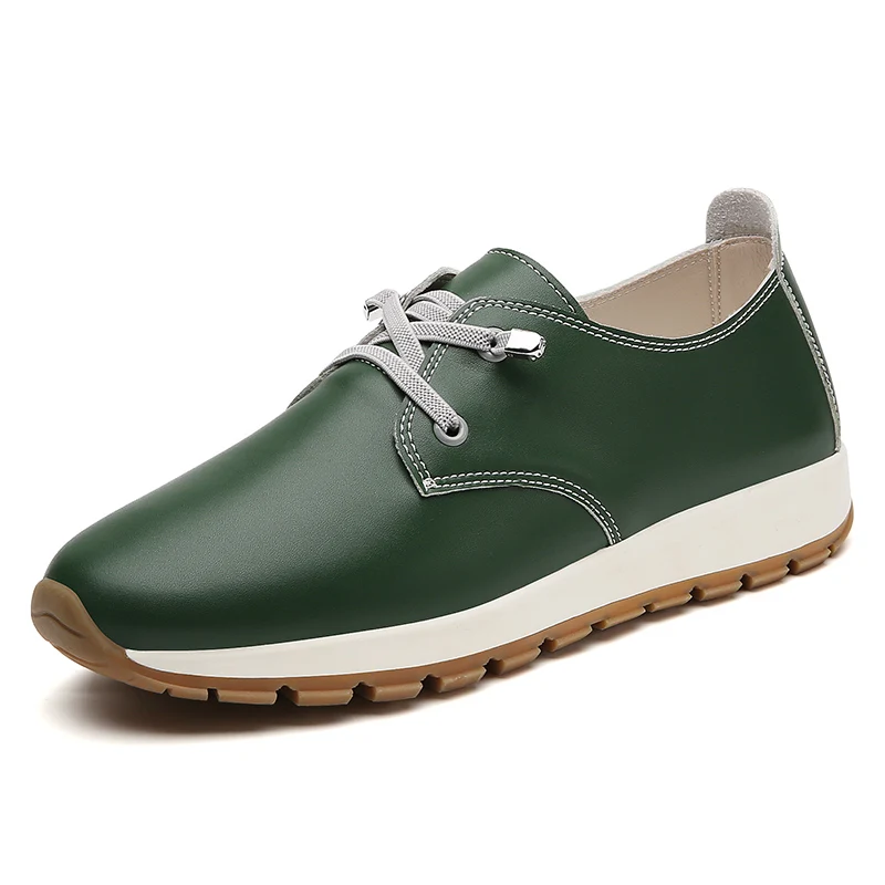 

New large size female leather shoes 100% cowhide thick casual female sports shoes light vulcanized shoes sneakers tenis moda