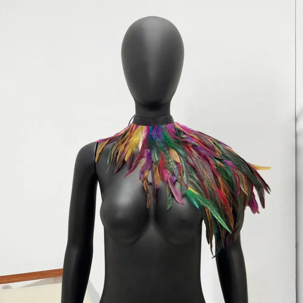 Cosplay Feather Shrug Shawl Shoulder Wrap Cape Adjustable Retro Gothic Collar Party Stage Performance Fake Collar Dancer Costume