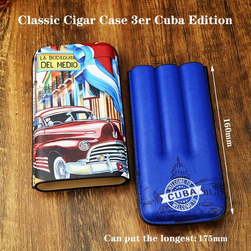 New Portable Travel Cigar Case Leather Classic Cigar Case Pocket Cuba Cigar Humidor Holder