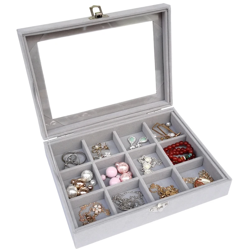 المحمولة المخملية مجوهرات حلقة عرض منظم صندوق حامل صينية غرفة نوم سطح المكتب القرط تخزين المعرض #6