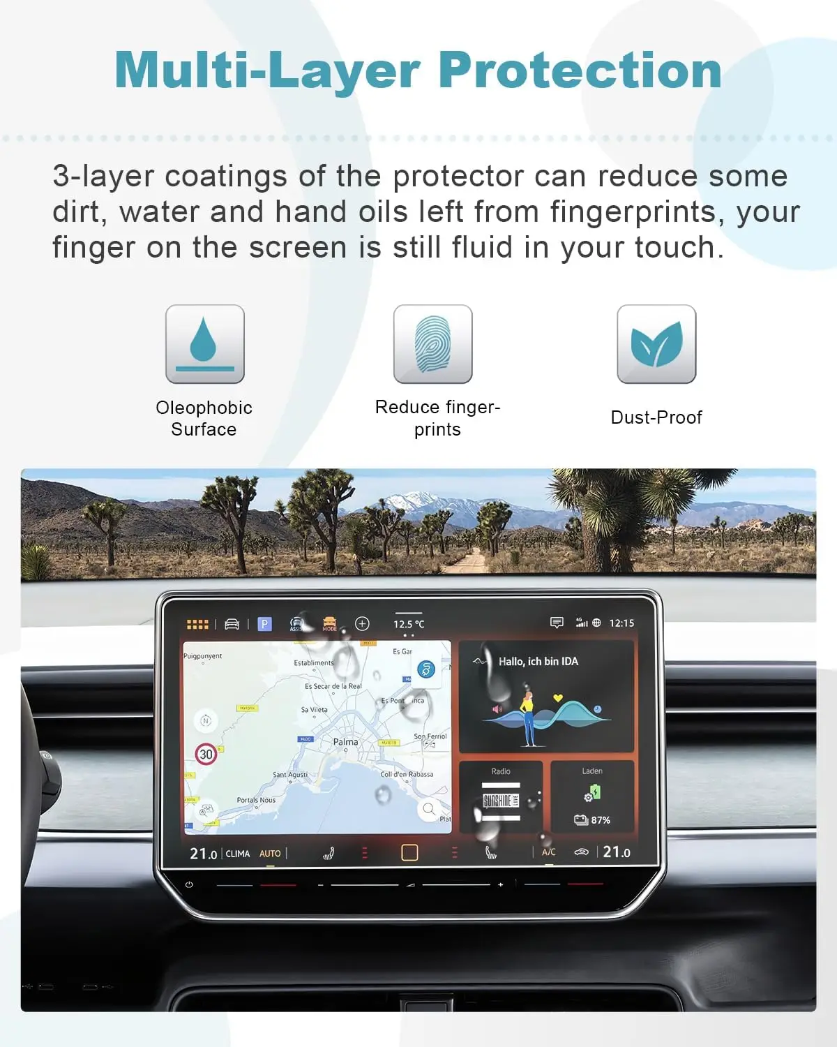 Tempered glass protector film For Volkswagen ID.3 2025 12.9 inch car radio gps car displayscreen anti-scratch accessories