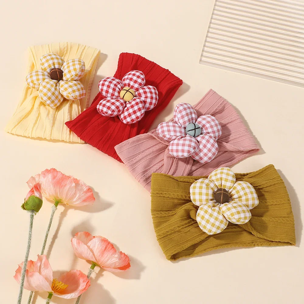 

1Pc Soft Nylon Flower Red Headscarf Astique Suitable for Baby Girl Headband Elastic Hairband Turban Hair Accessories Gifts