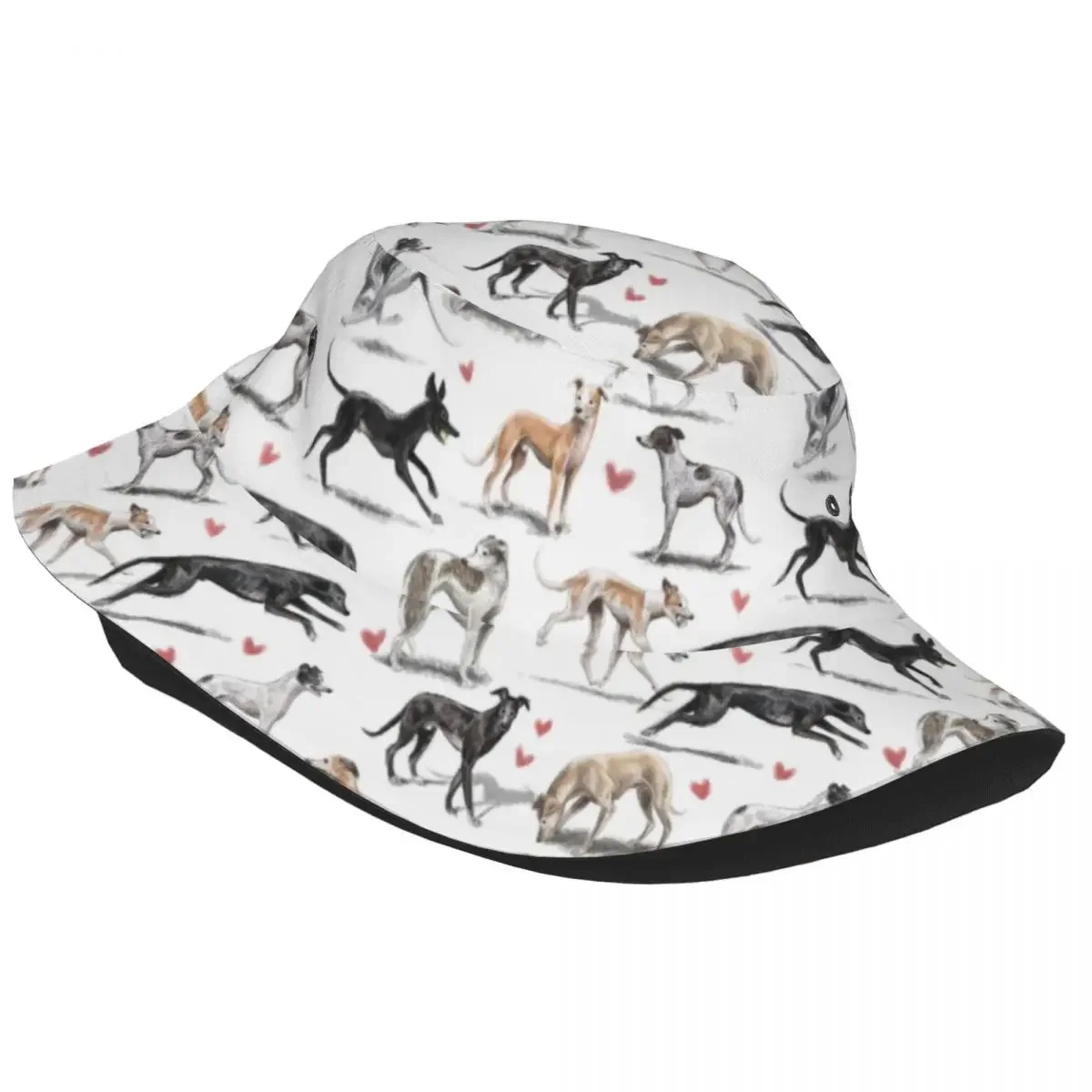 Greyhounds Pattern Bucket Hats Lurcher Whippet Sighthound Dog Summer Beach Sun Lurcher Whippet Sighthound Dog Fisherman Cap