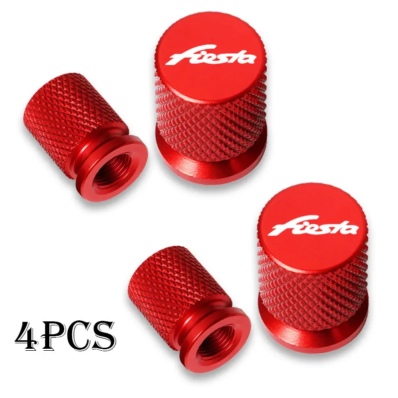 For Ford Fiesta Auto Accessories 4pcs Auto CNC Badges Car Wheel Tire Valve Caps Tyre Stem Covers Airdust Waterproof