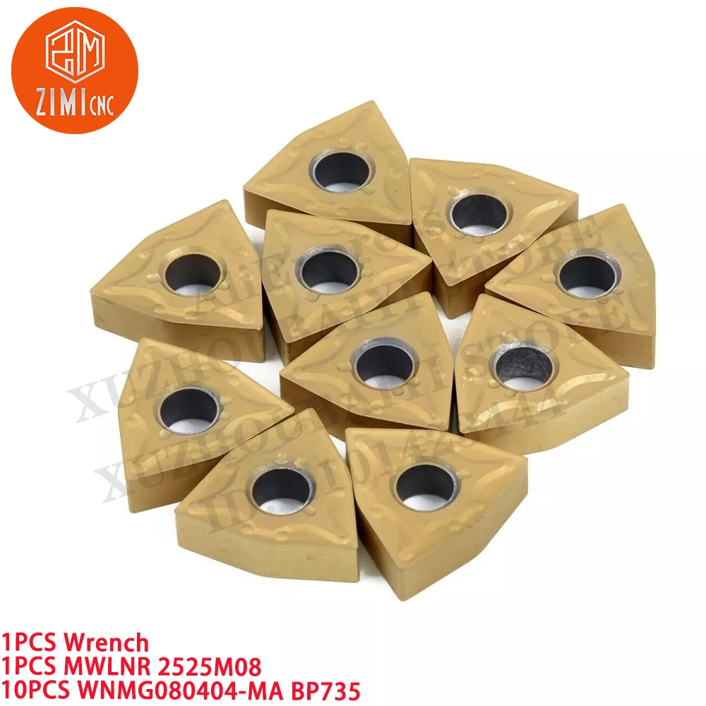 1PCS MWLNR2525M08 25mm Lathe Turning Tool Holder + 10PCS WNMG080404 Carbide Inserts CNC tool metal lathe mechanical cutting tool