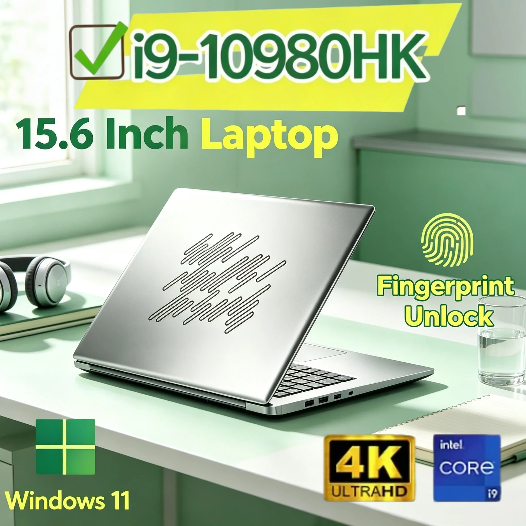 Intel Core I9 10980HK 15.6 Inch Laptop 32GB RAM 2TB SSD Windows 11 Office PC Notebook Computer Crisp Gaming Laptops