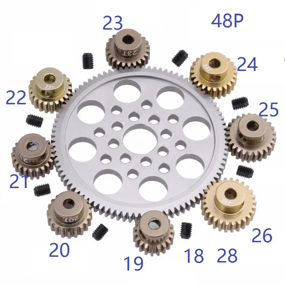 Ingranaggio cilindrico in metallo 48P 92T 85T 80T pignone 18T 19T 20T 21T 22T 23T 24T 25T 26T ingranaggi motore per Sakura R31 G31 SCX10 AX10 Trxs HPI