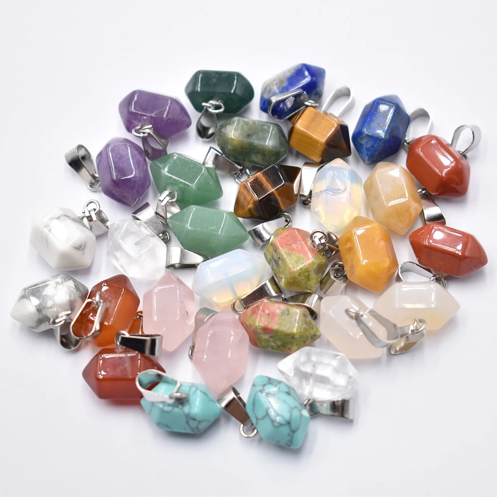 Wholesale 30pcs/lot Fashion trendy mixed natural stone pillar shape point charms pendants for jewelry making free shipping