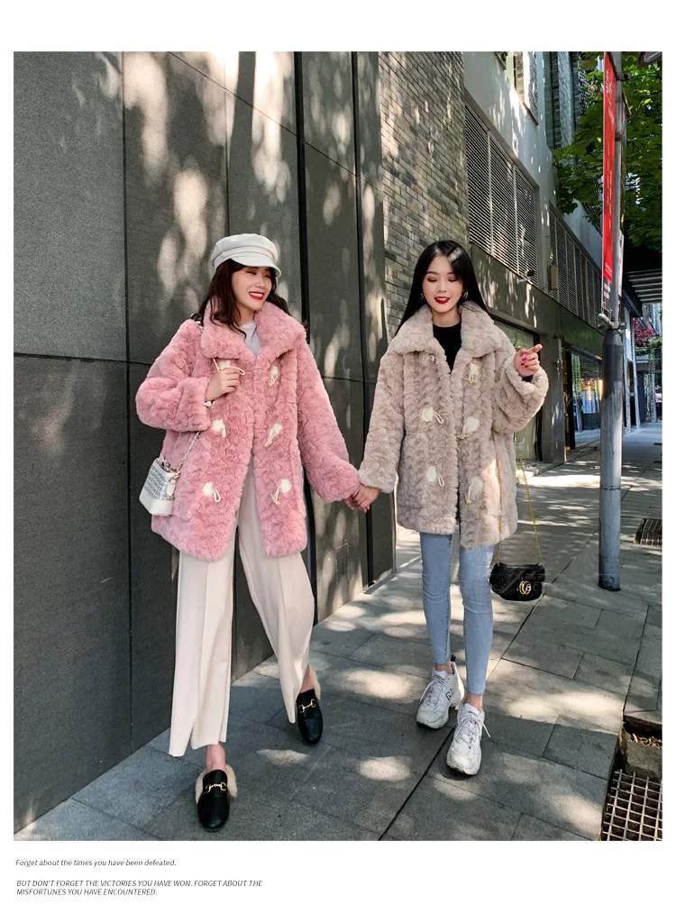 Women Faux Fur Mid Length Coats Jackets Turn Down Collar Coat Thick Warm Y2k Streetwear Jacket Elegant Work Autumn Winter