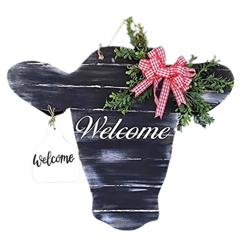 Welcome Sign Cow Head Door Hanger Animal Head Hanger for Front Door Wall Decor