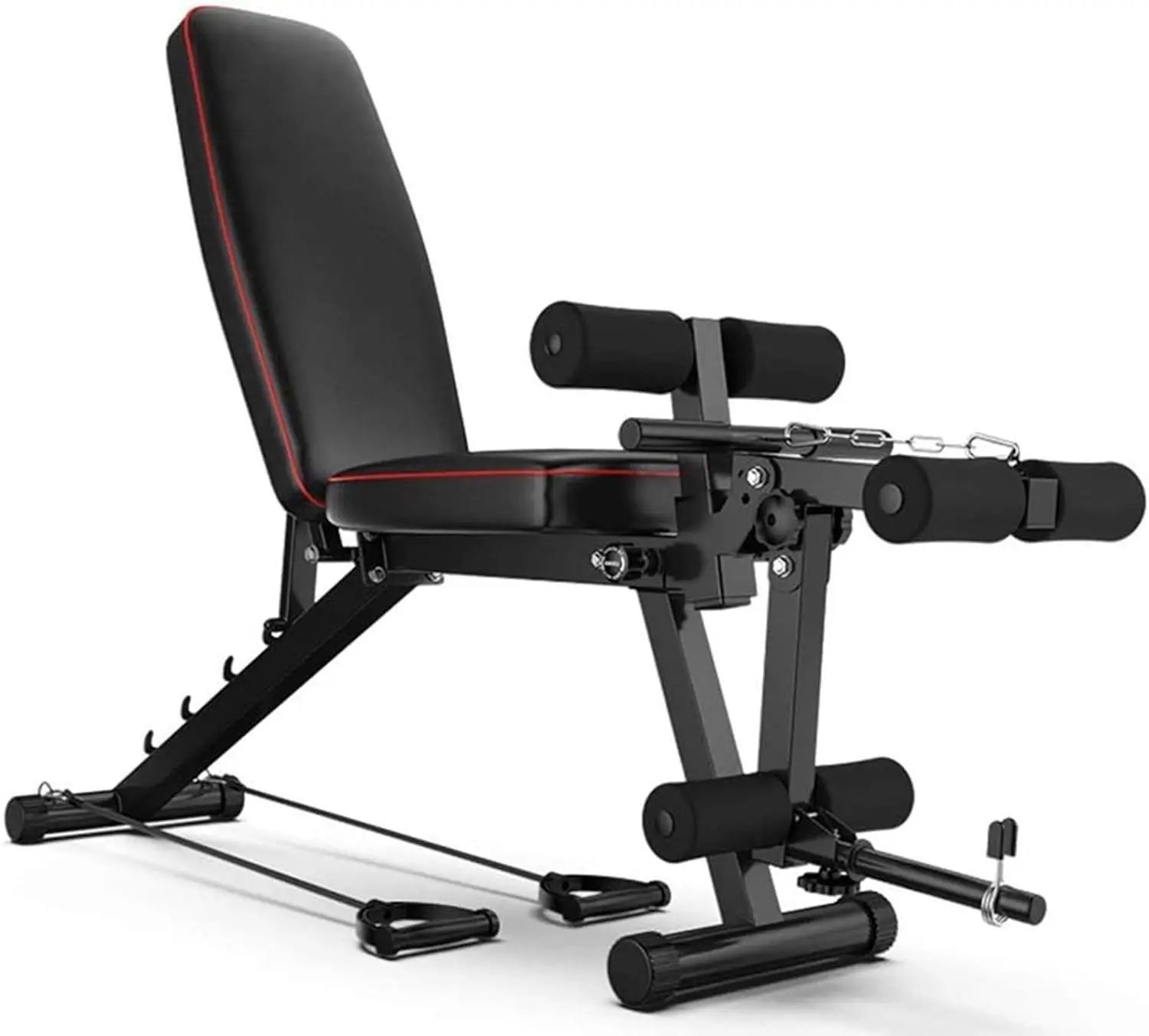 

Weight Bench Foldable Workout Bench Backrest with 4 Tilting Angles 2 Elastic Ropes for Home Gym Strength Training Benches