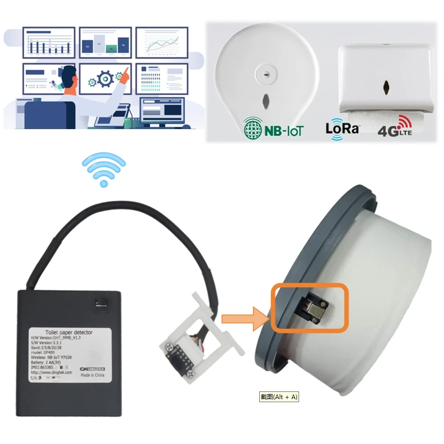 Smart Wall-Mounted Toilet Paper Towel Dispenser with Level Sensor IoT Solutions & Software Roll Paper Dispenser