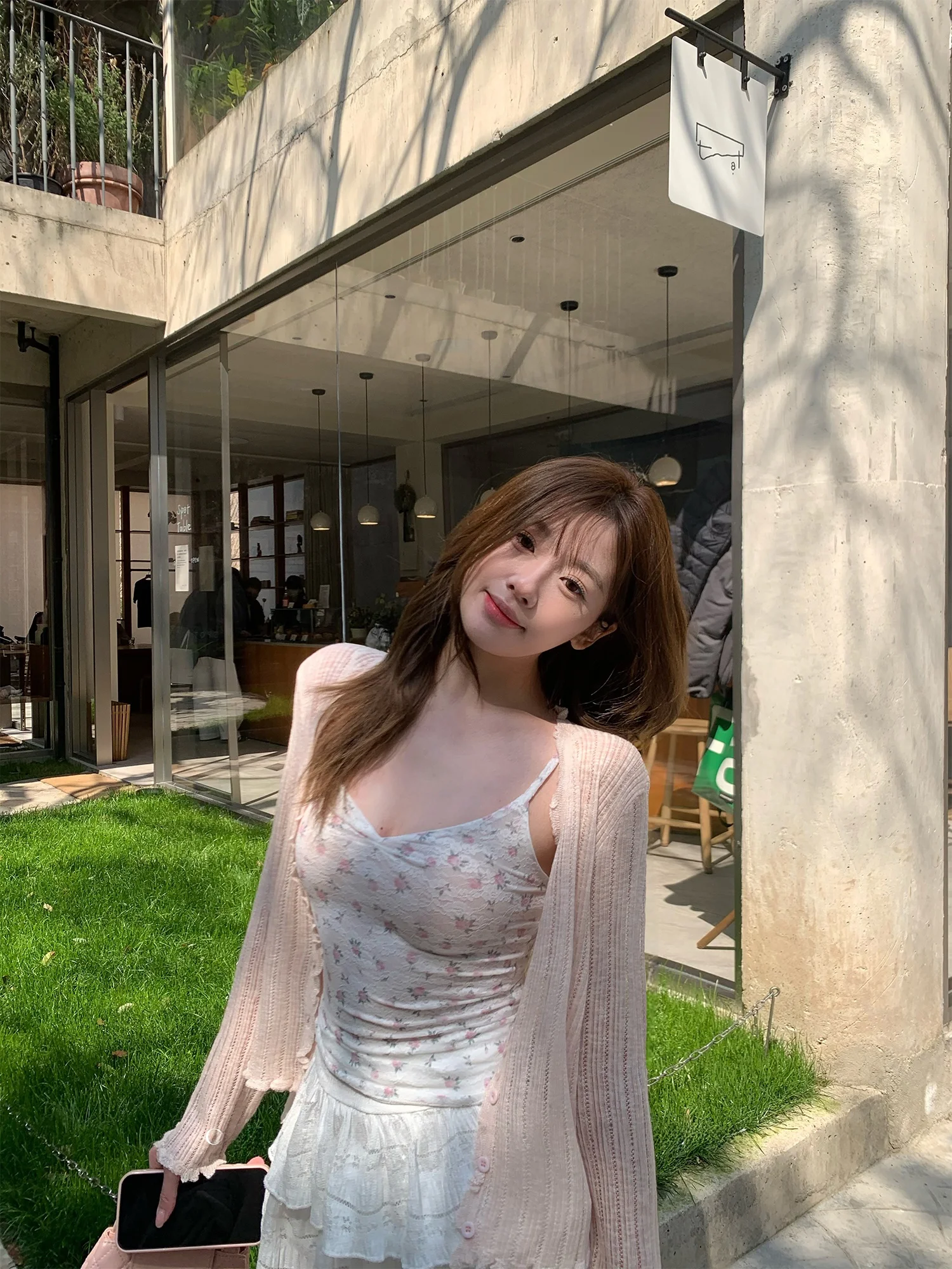 

OKJJ Pink Short Knitted Cardigan Women's Summer Air Conditioner Coat Lightweight Outerwear Breathable Soft Viscose Fiber