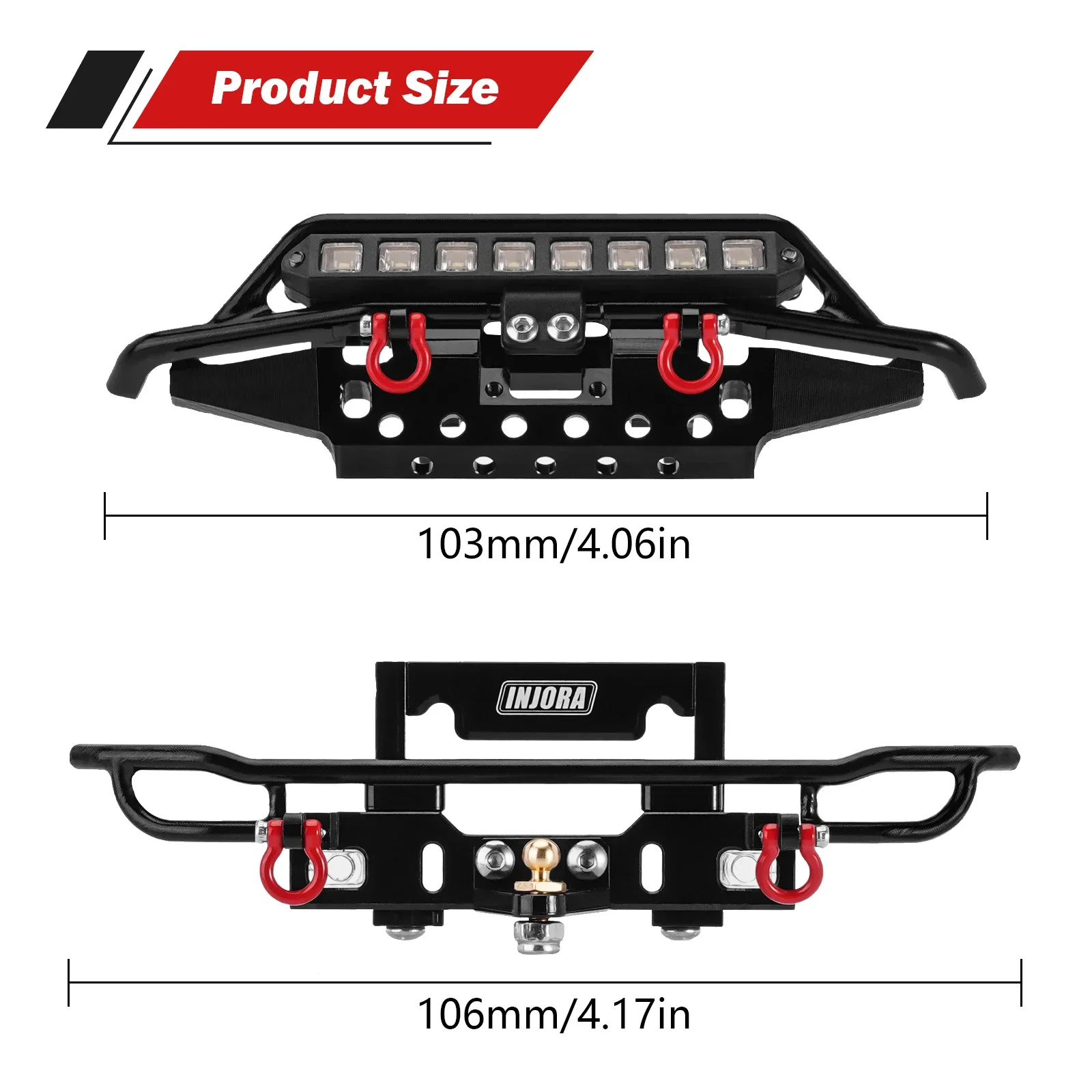 INJORA CNC Aluminum Front Rear Bumper for 1/18 RC Crawler TRX4M Bronco Upgrade (4M-43)