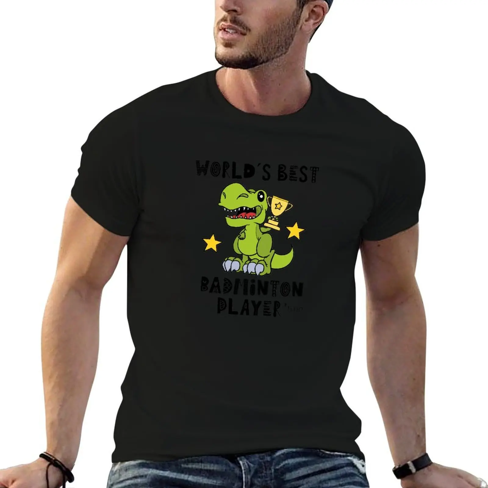 Worlds Best Badminton Player, Funny, Humor, Dinosaur, T Rex, Tyrannosaurus, Animal, World Greatest, Dino, Sports T-Shirt