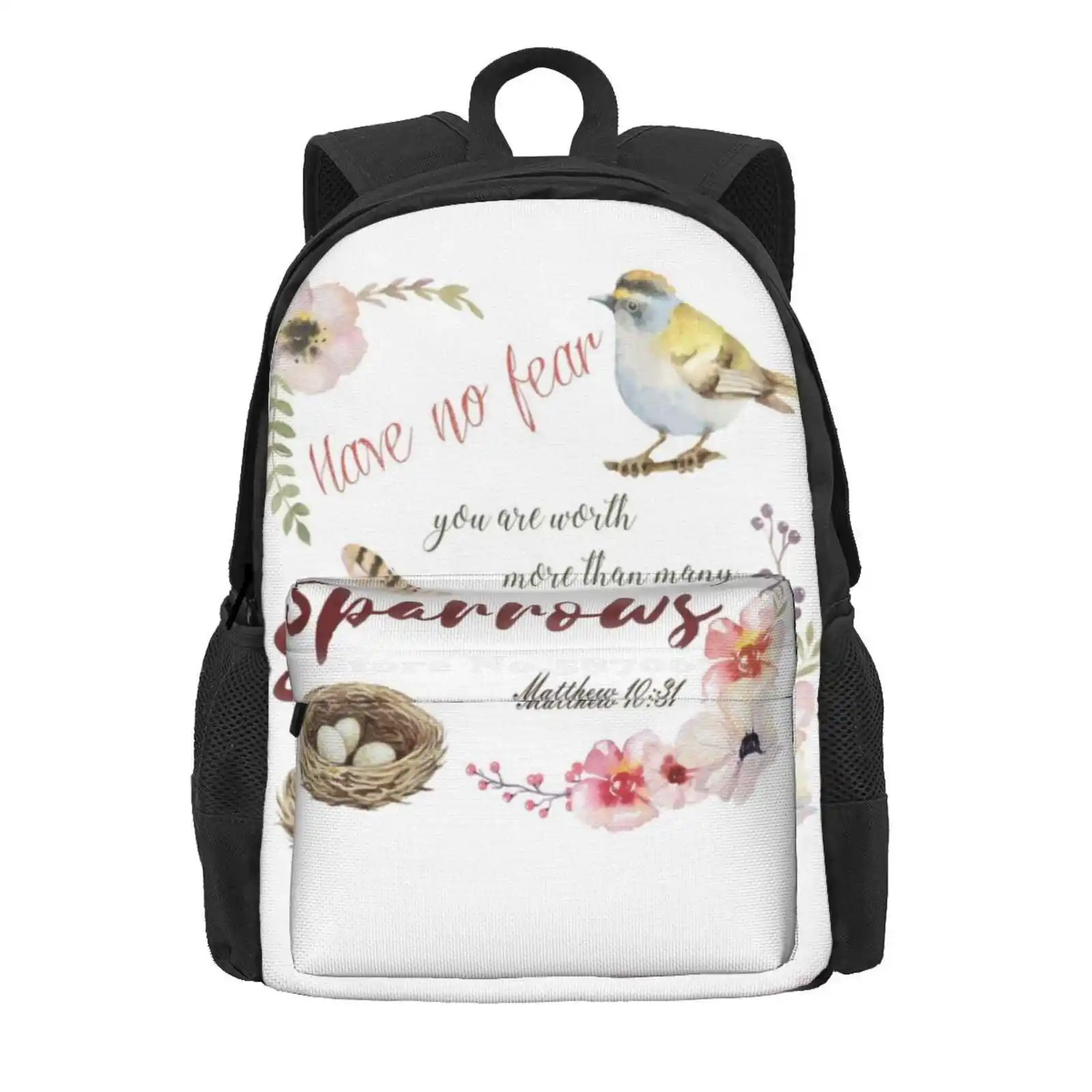 Have No Fear, You Are Worth More Than Many Sparrows Scripture Hot Sale Schoolbag Backpack Fashion Bags Jehovahs Witnesses Jw