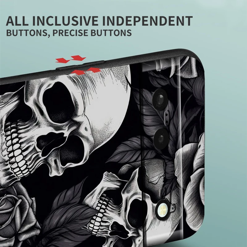 S-Skull Cool Fashion Art For Google Pixel 9 8 7A 7 6A 6 5A 5 4 4A XL 5G Black Silicon Shockproof Shell TPU Phone Case