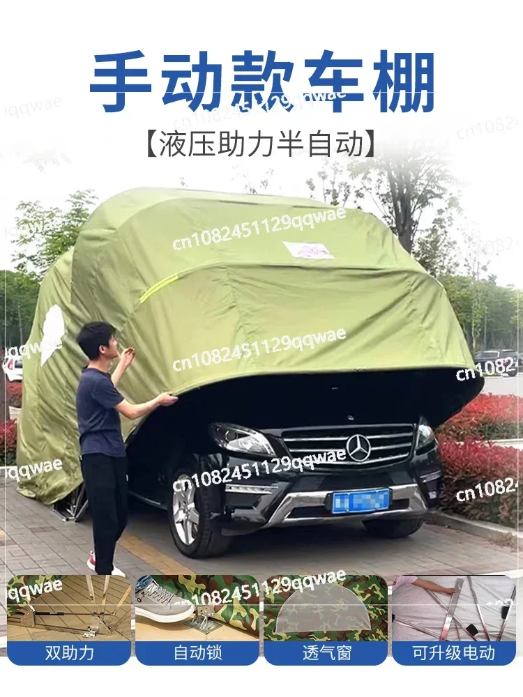 Auto Automatic Folding Carport Electric Telescopic Folding Garage Household Outdoor Sunscreen Awning Mobile Parking Shed