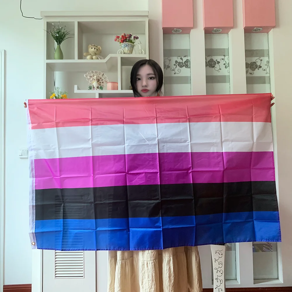 Rainbow flag 90x150cm 3x5fts high quality polyester hanging LGBT genderqueer Genderfluid Gender fluid pride Flag