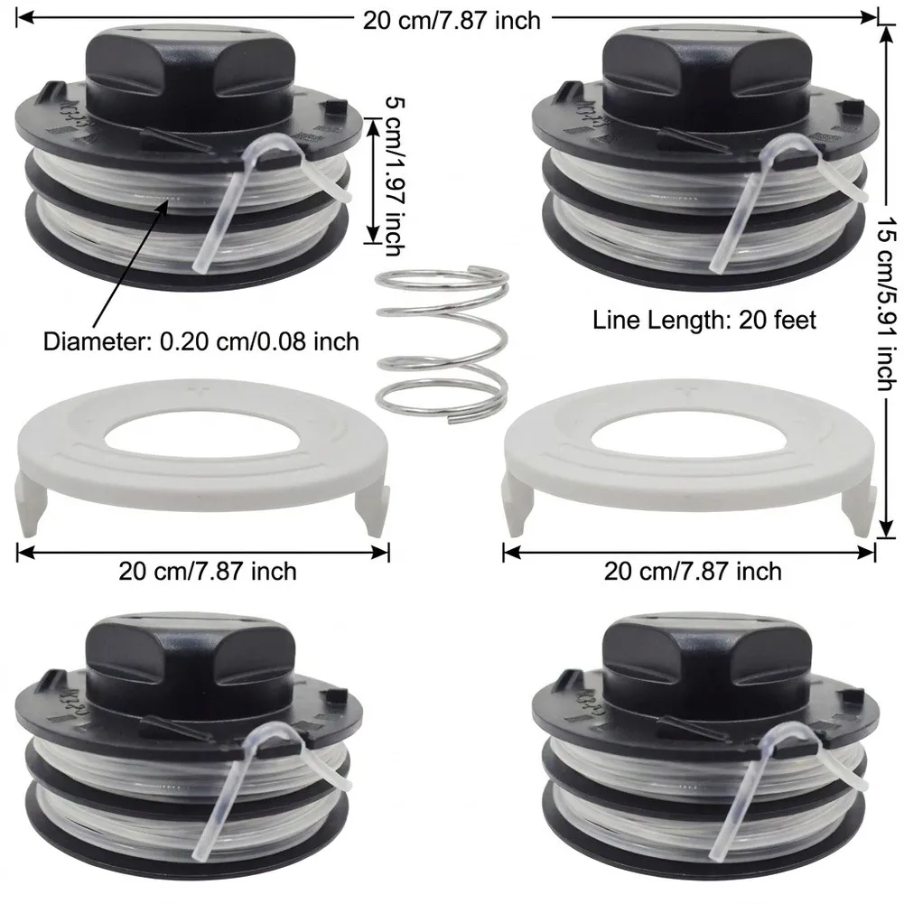 7-Piece C3-2 Trimmer Head Kit For FSA 57 FSE 52: 4 Spools 2 Covers Spring Replacement For Grass Cutters Repair Accessories