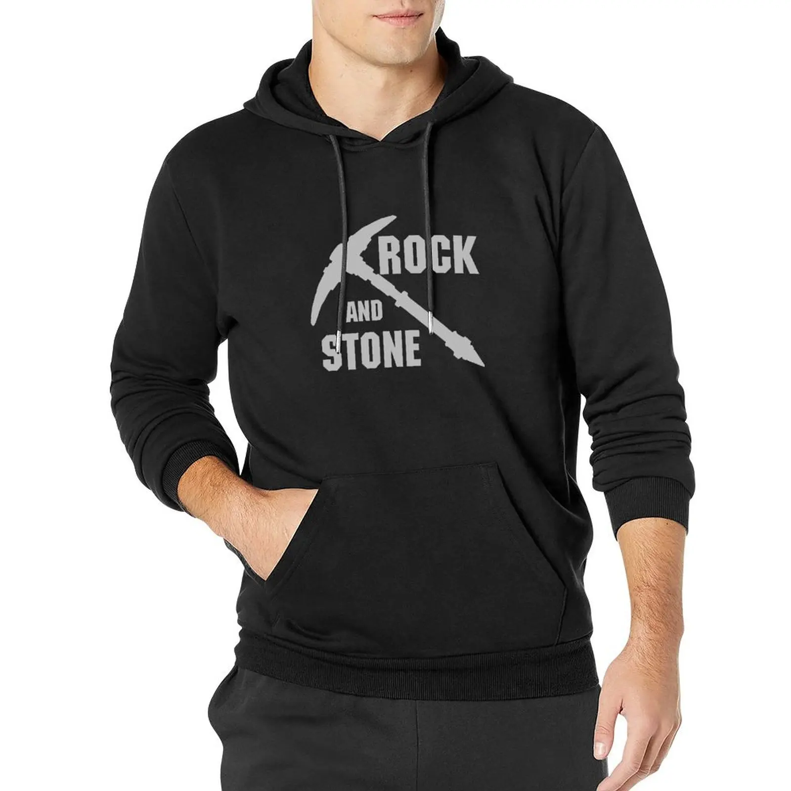 Rock and Stone! - Grey Pullover Hoodie autumn male clothes hoodie men