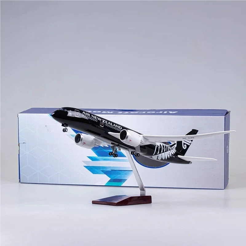

47cm Model Airplane Kit B787 New Zealand Airways Resin Diecast Aircraft Children With Lamp And Landing Gear Souvenir Toy Planes