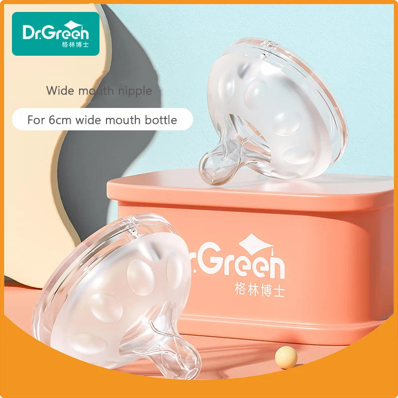 

Dr.Green Suitable for 6cm diameter wide mouth bottle S/M/Cross hole Nipple Bottle nipple safe silicone material soft texture