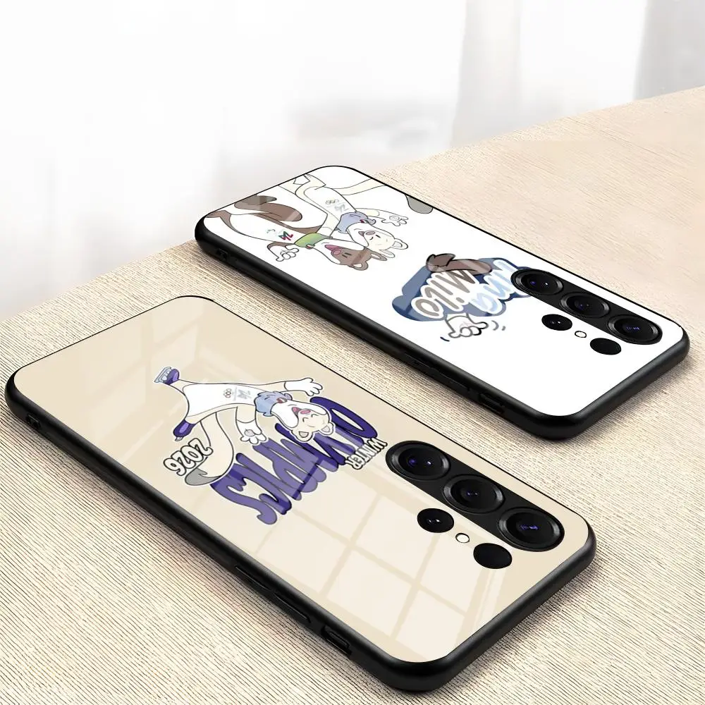 T-Tina Cute And M-Milo Phone Case For Samsung S26 S25 S24 FE S23 S22 S21 Plus S20 Ultra Note20Ultra Black Glass Cover