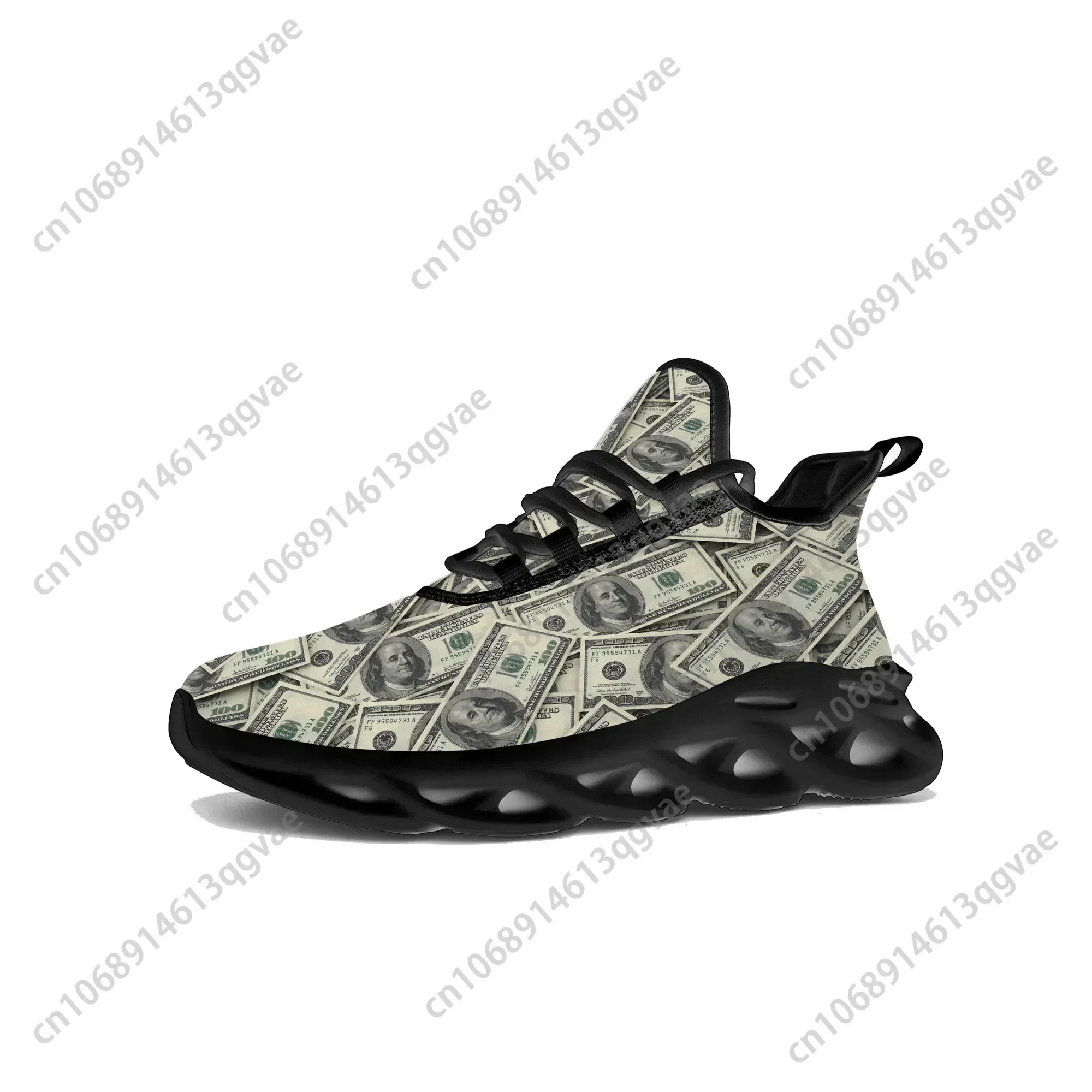 Dollar Printed Flats Sneakers Mens Womens Pop Sports Running Sneaker Lace Up Mesh Footwear Tailor-made Shoe Black