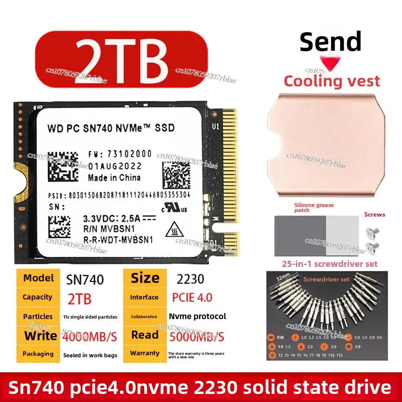 Western Digital Sn740 512G 1TB 2T 2230 Pcie4.0 Laptop Desktop SSD