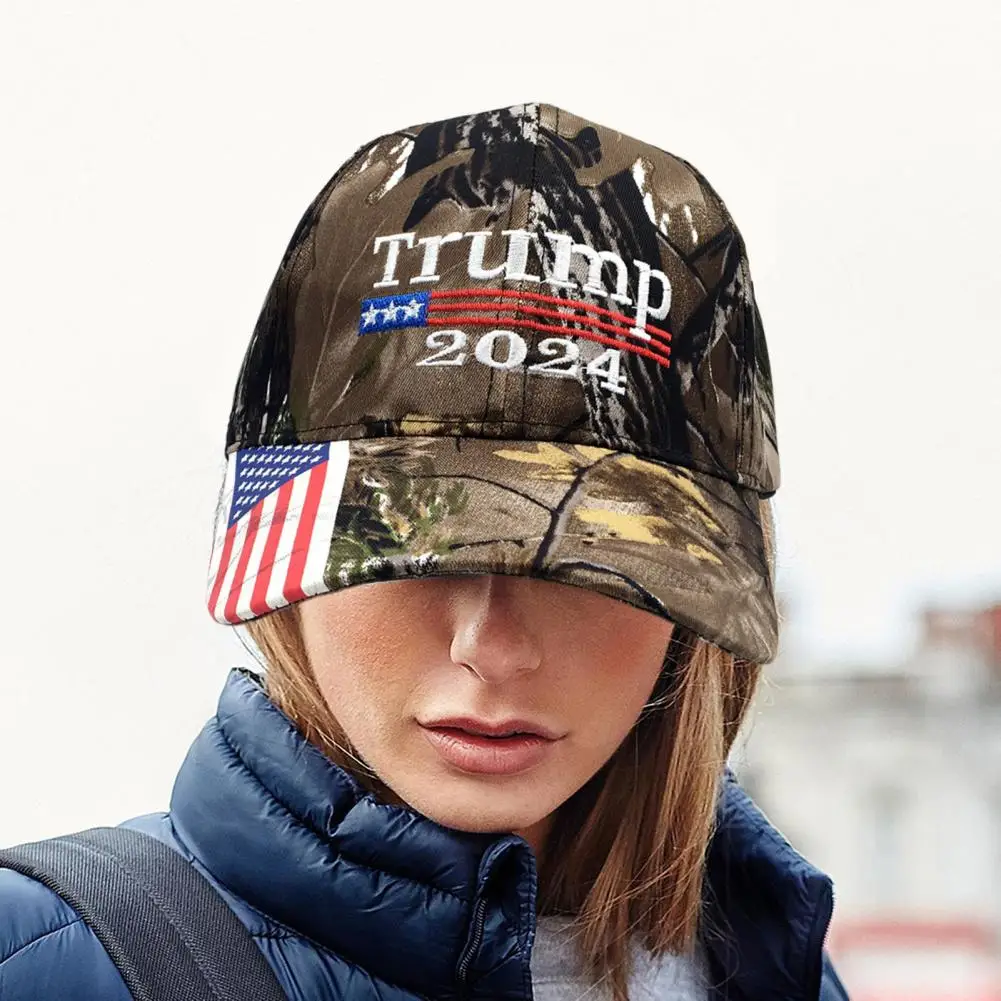 Sun Hat 2024 President Election Campaign Trump Comeback Baseball Hat with Letter Embroidery American Flag Design Long for Rally