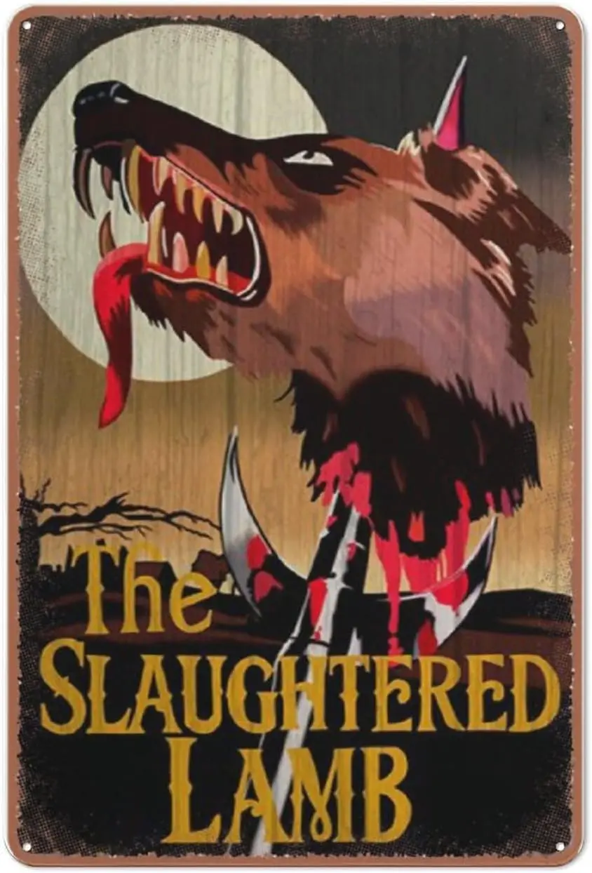 tuya Vintage Style John Landis Inspired - Slaughtered Lamb Pub Sign - American Werewolf in London Movie Prop tin Sign Print,Coff