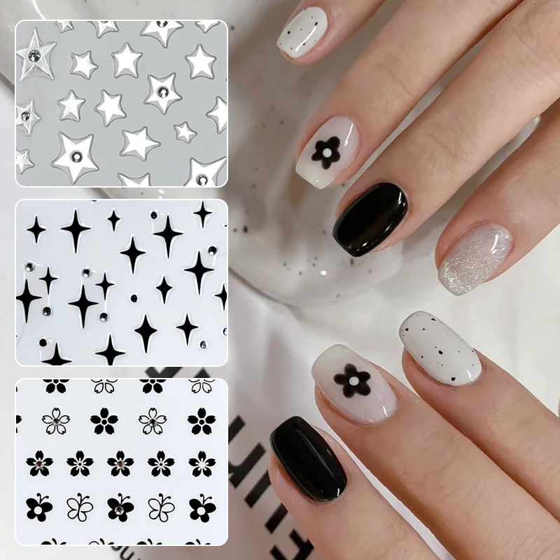 Shiny 3D Five-Pointed Star Series Nail Art Stickers Pentagram Nail Decoration Slider Decals DIY Accessories