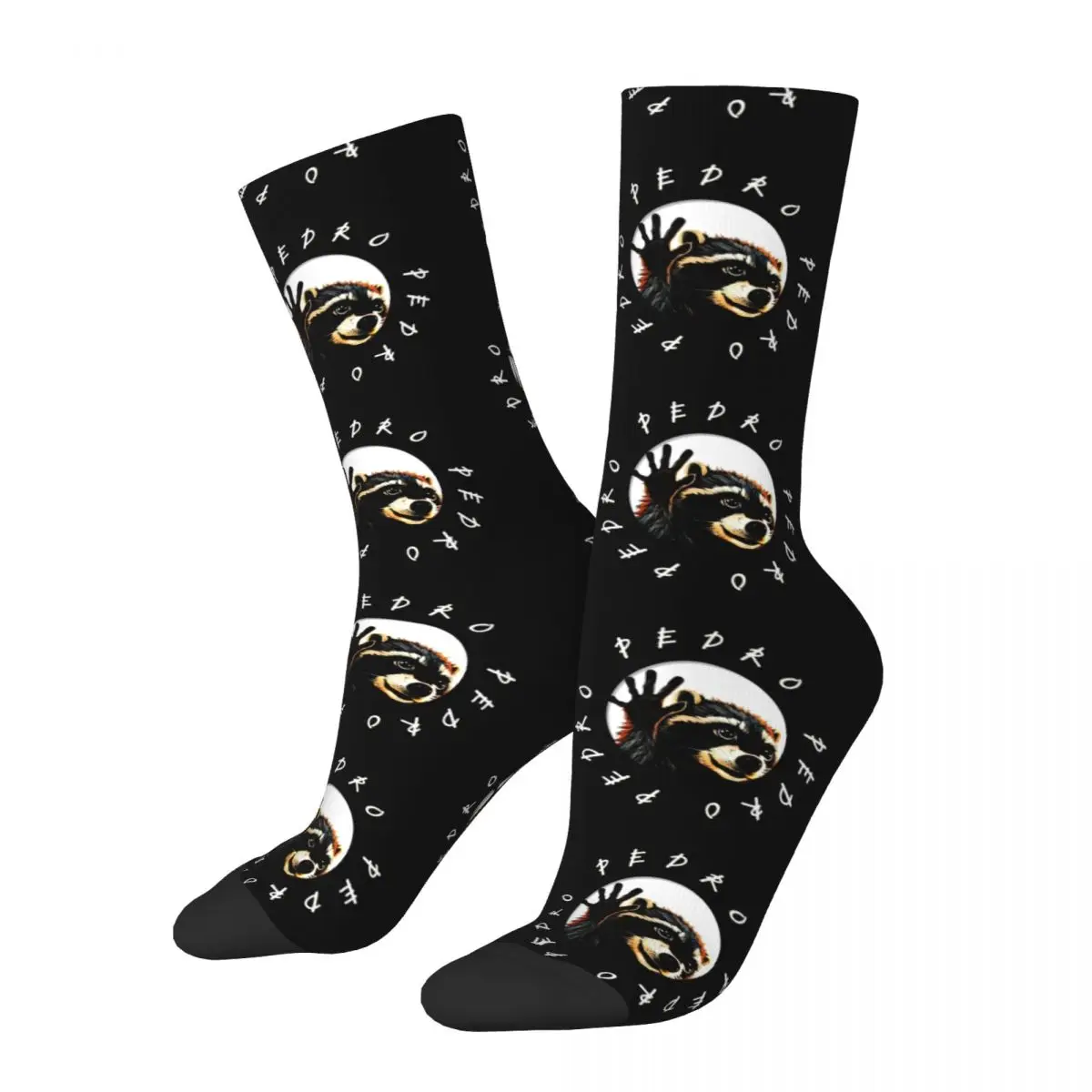 Men's Socks Pedro Raccoon Black Stockings Autumn Fashion High Quality Socks Design Skateboard Non Skid Socks