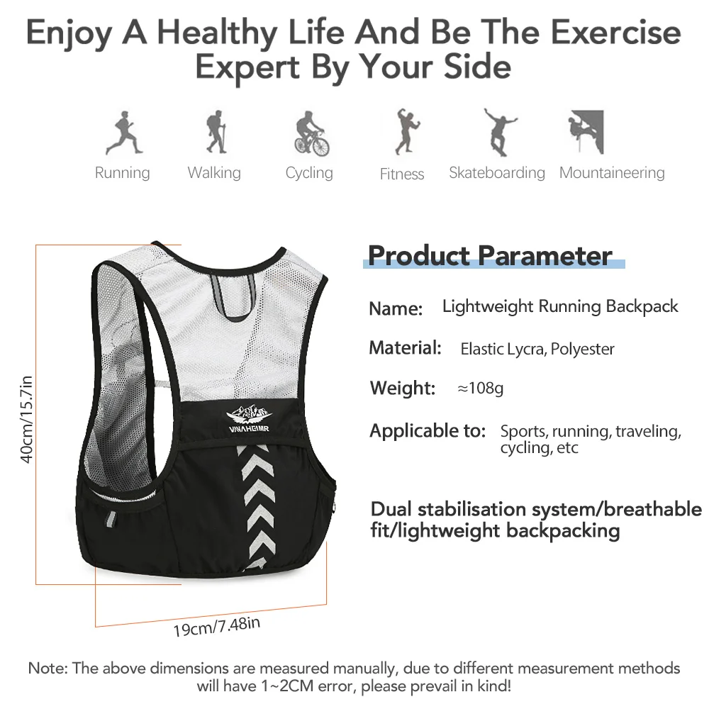 Outdoor Trail Running Backpack Ultralight Running Race Hydration Vest Marathon Bicycle Bag for Women Men Marathon Cycling Hiking