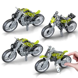 男の子と女の子のための金属製のオートバイのビルディングブロック,ナットのシミュレーション,車のモデルのおもちゃ,DIY教育,アセンブリ