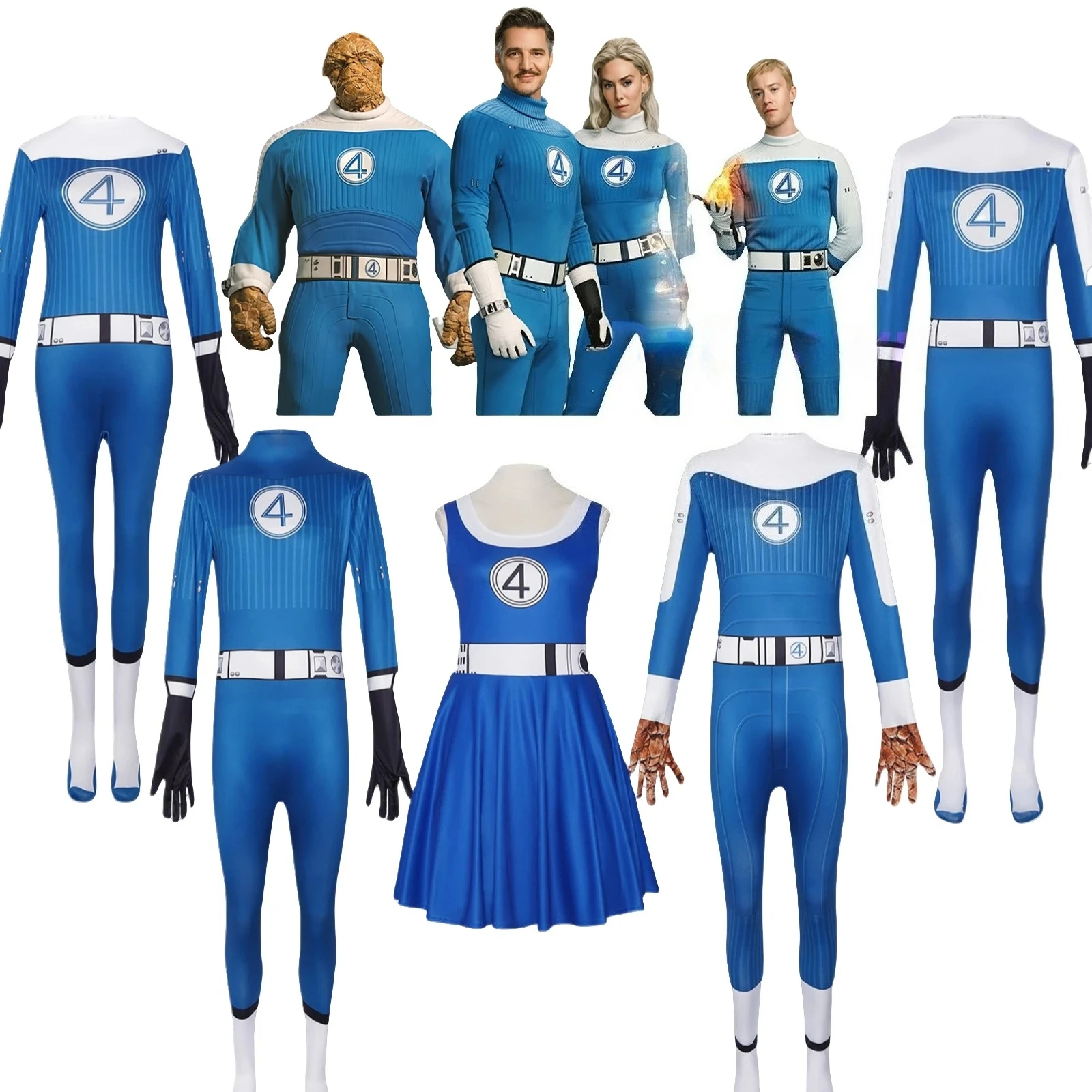 

The Fantastic 4 Four Invisible Woman Susan Storm Ben Grimm Human Torch Reed Richards Mister Fantastic Cosplay Costume Jumpsuit