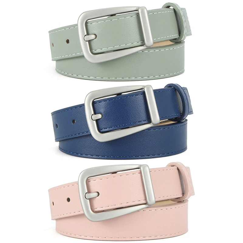 Ceinture en cuir Pu rose pour femmes, Design Simple, mode décontractée, polyvalente, accessoires en jean, ceinture à boucle ardillon