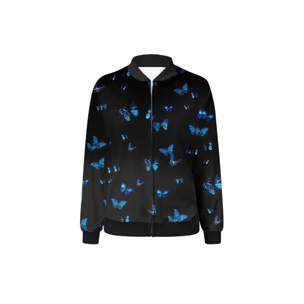 

Women's Printed Long-Sleeved Casual Jacket Coat Zipper European American Style Fashion Top