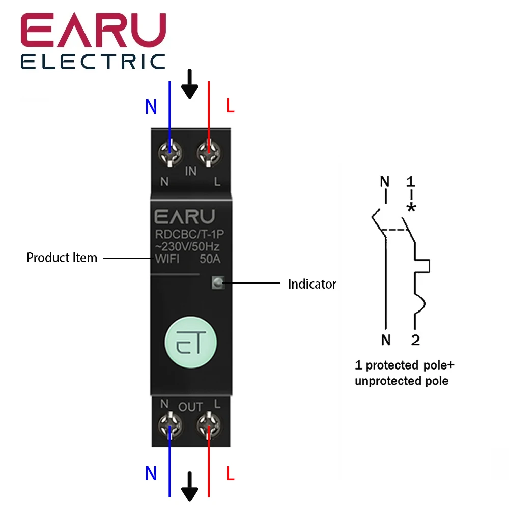 1P+N WIFI Circuit Breaker Smart Time Timer Relay To Switch Voice Remote Control By Tuya Smart House for Alexa Google Home