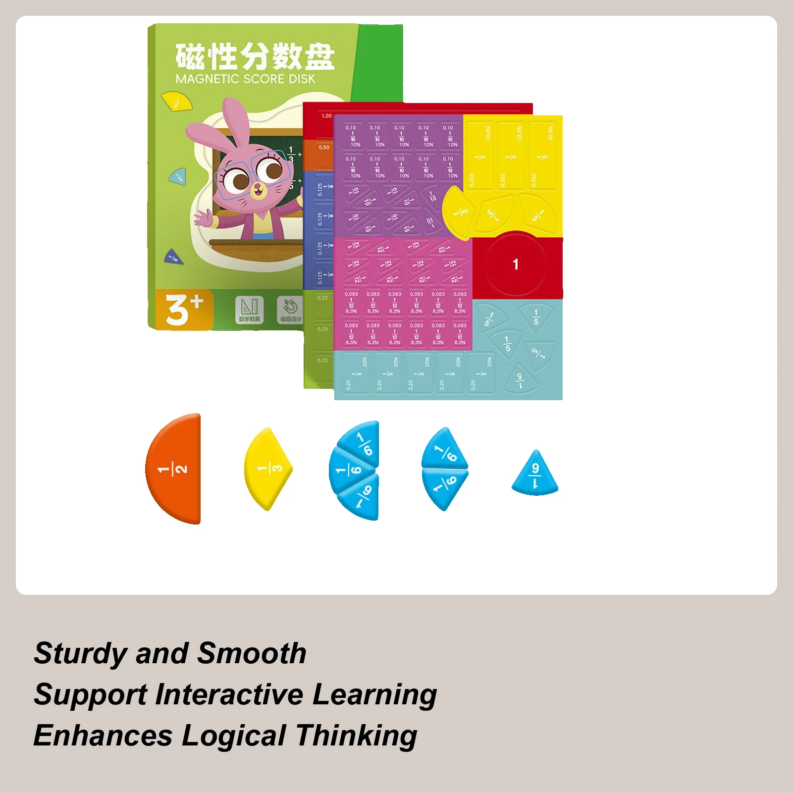 Magnetische breuktegels Wiskunde Leren Manipulatieven Educatief bouwsteenspeelgoed voor klaslokaal School Kleine groep