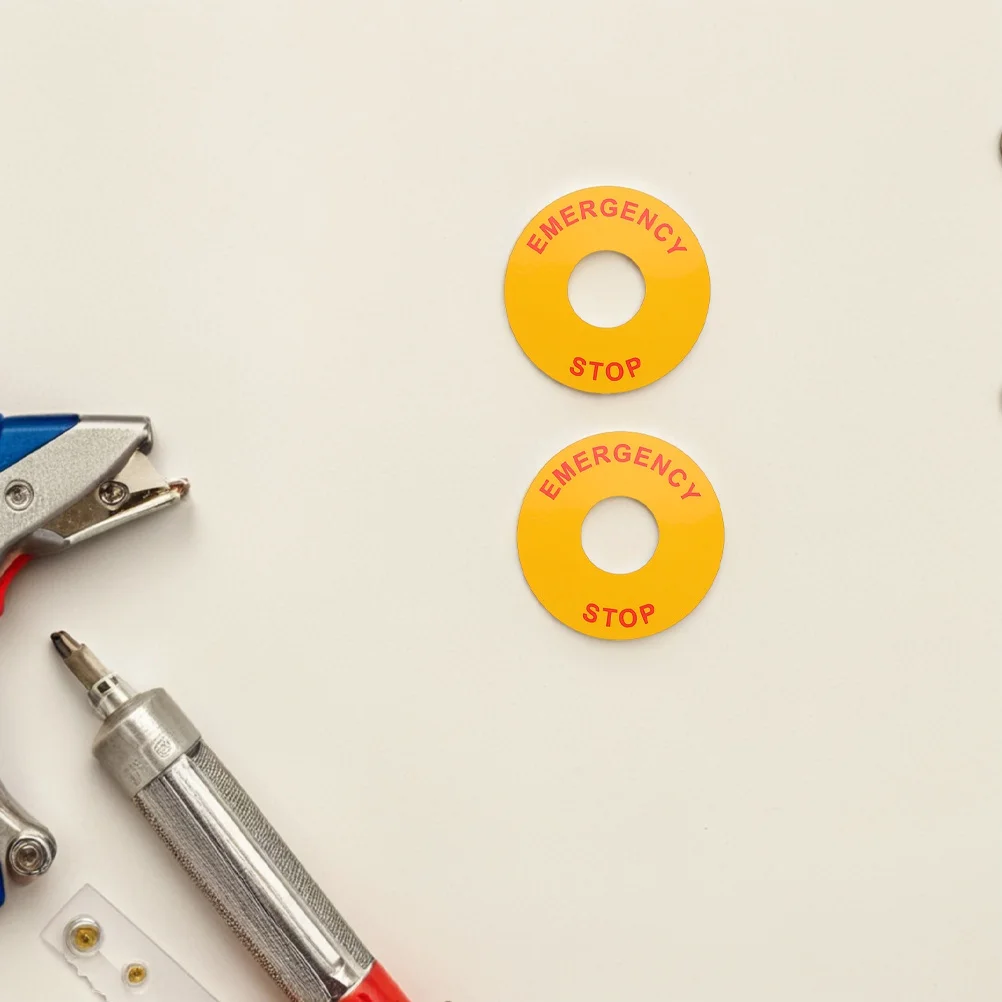 5Pcs Emergency Stop Warning Decals Electrical Safety Labels for Equipment Button Industrial Safety Signs High Visibility