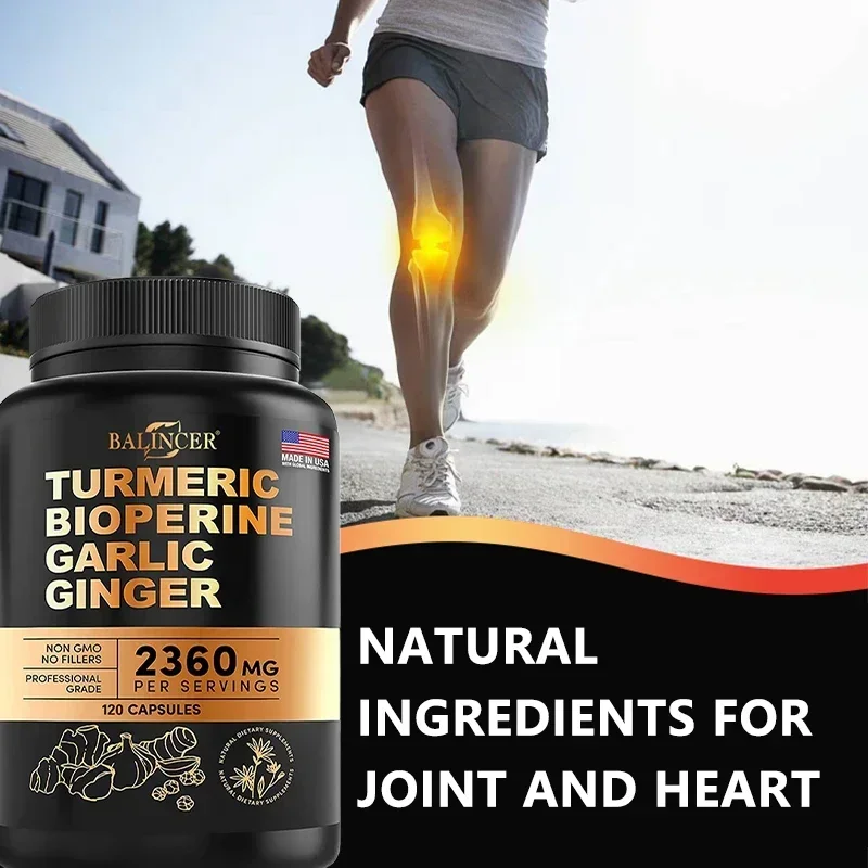 4-in-1 Extra Strength Turmeric Capsules - Sports Flexibility & Comfort, Promote Joint Health, for Men, Women & The Elderly