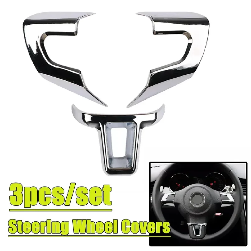 

Chrome Car Steering Wheel Sticker Cover Sequin Trim For Golf 6 MK6 MK5 Steering Wheel Sequin Patch For Volkswagen For Polo