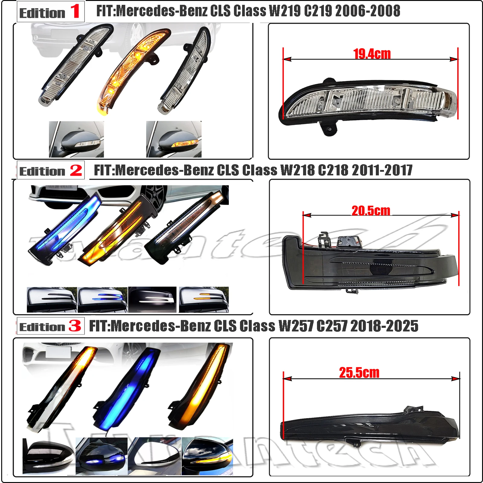

2 шт. указатель поворота для Mercedes-Benz CLS CLS200 CLS220 CLS300 CLS350 CLS400 CLS450 CLS55 CLS63 Coupe Янтарный зеркальный чехол Len